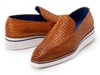 Paul Parkman Men's Smart Casual Light Brown Woven Leather Loafers (ID#186-WN-CML)