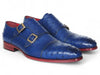Paul Parkman Sax Blue Genuine Ostrich Double Monkstraps (ID#37U33)
