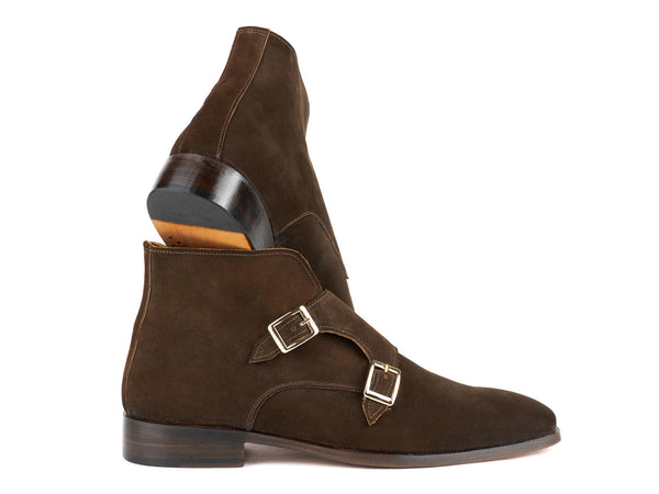 Paul Parkman Double Monkstrap Ankle Boots Brown Suede (ID 