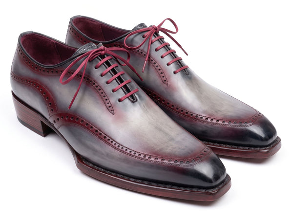 Paul Parkman Men's Ice Blue & Bordeaux Patina Leather Brogue Oxford Shoes (ID#389C32)