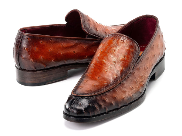PRA OSTRICH PATTERN LOAFERS WHITE CALFSKIN