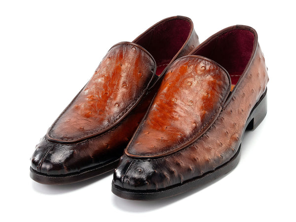 PRA OSTRICH PATTERN LOAFERS CARAMEL CALFSKIN