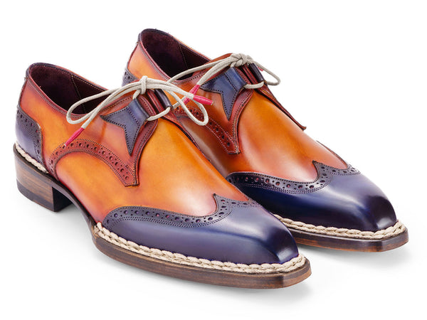 Paul Parkman Norwegian Welted Wingtip Men's Dress Shoes Blue & Camel (ID#8505-BLC) EU 43 - US 9.5 / 10 Paul Parkman Norwegian Welted Wingtip Men's Dress Shoes Blue & Camel (ID#8505-BLC) EU 43 - US 9.5 / 10
