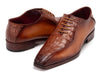 Paul Parkman Men's Camel Brown Croco Textured Leather Bicycle Toe Oxfords (ID#94-255)