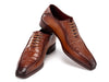 Paul Parkman Men's Camel Brown Croco Textured Leather Bicycle Toe Oxfords (ID#94-255)