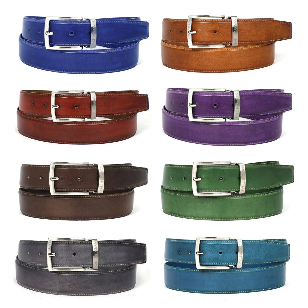 Paul Parkman Men's Handmade Leather Belt Hand-Painted Multiple Colors (ID#B01-P)
