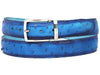 Paul Parkman Men's Handmade Genuine Ostrich Skin Belt Multiple Colors (ID#B04)