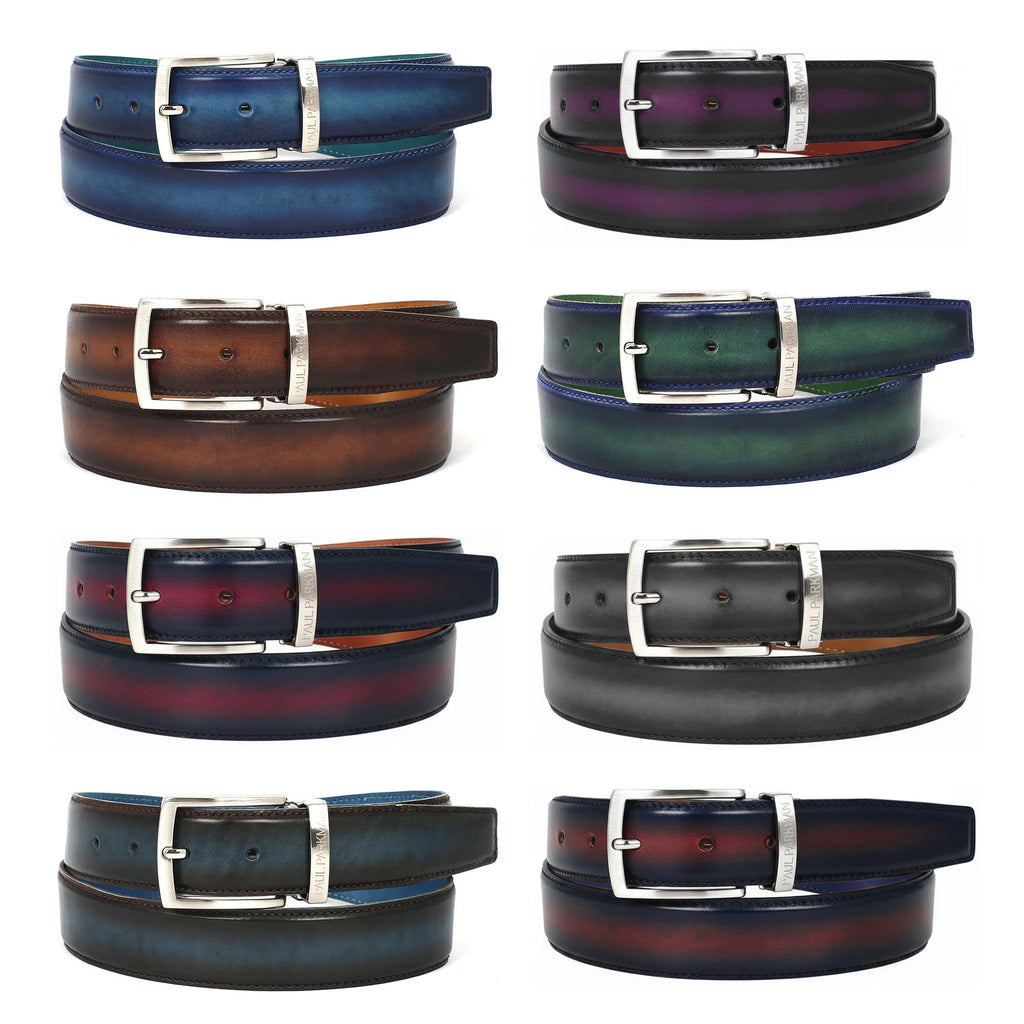 Paul Parkman Men's Dual Color Patina Hand-Painted Leather Belt (ID#B01-H)