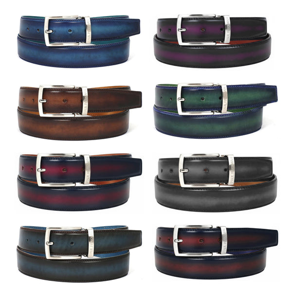 Paul Parkman Men's Dual Color Patina Hand-Painted Leather Belt (ID#B01-B)