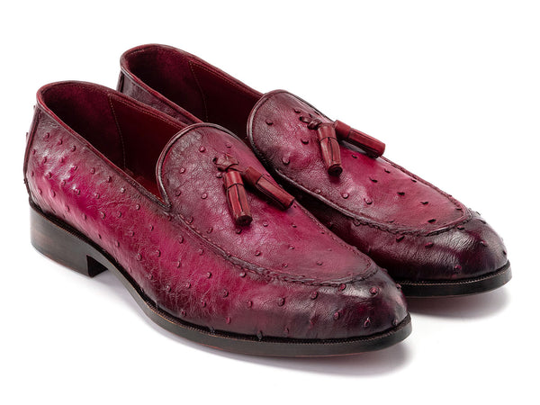 Paul Parkman Men's Purple Genuine Ostrich Skin Tassel Loafers (ID#OST834PRP)