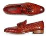 Paul Parkman Reddish Camel Croc Emb. Calfskin Tassel Loafer (ID#0823-RDSH)