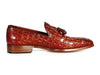 Paul Parkman Reddish Camel Croc Emb. Calfskin Tassel Loafer (ID#0823-RDSH)