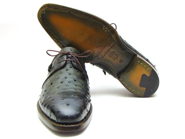Paul Parkman Ostrich Skin Wingtip Derby Shoes Brown & Green (ID#844H389) EU 45 - US 11.5