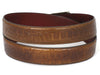 PAUL PARKMAN Men's Crocodile Textured Leather Belt Olive (ID#B02-OLV)