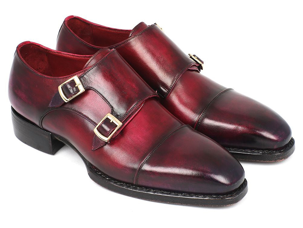 Paul Parkman Triple Leather Sole Hand-Welted Cap Toe Monkstrap Shoes (ID#LX77MNK)