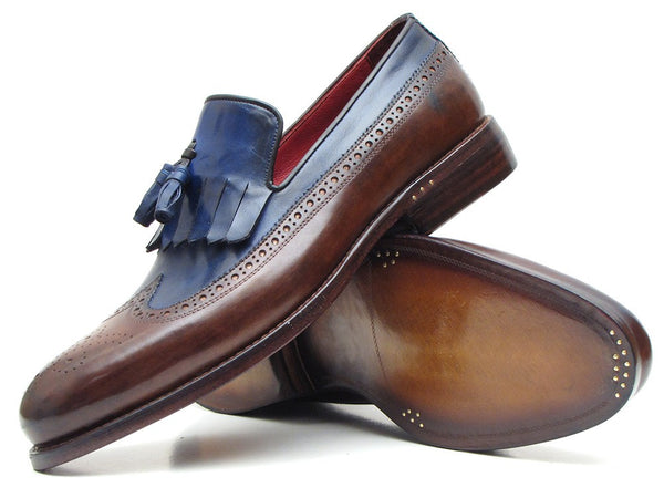 Paul Parkman Kiltie Tassel Loafer Dark Brown & Navy (ID 