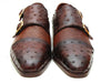 Paul Parkman Brown & Tobacco Genuine Ostrich Double Monkstraps (ID#43K68)