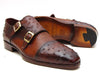 Paul Parkman Brown & Tobacco Genuine Ostrich Double Monkstraps (ID#43K68)
