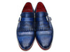 Paul Parkman Kiltie Monkstrap Shoes Dual Tone Blue Leather (ID#12BL78)