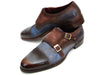 Paul Parkman Captoe Double Monkstrap Antique Blue & Brown Suede (ID#045AN14)