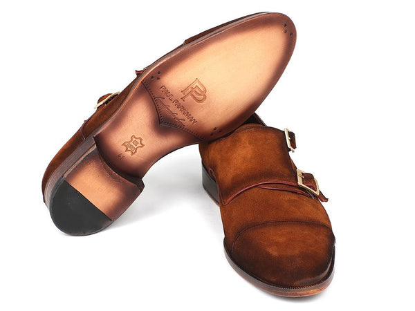 洋楽 COGNAC DA BUTTERMAN LP G RAP Paul Parkman Men's Captoe Double Monkstrap Camel Suede (ID