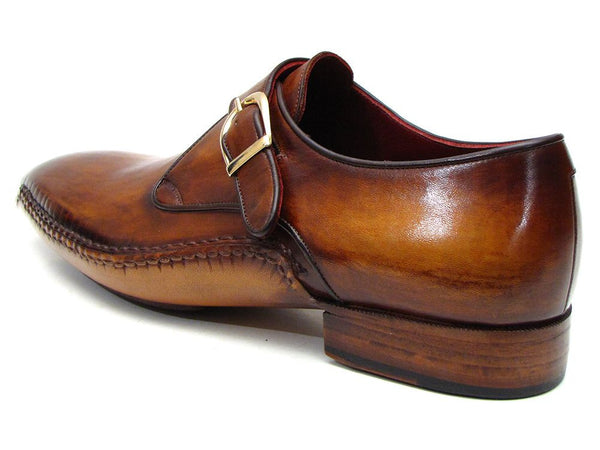 Paul Parkman Reddish Brown Woven Leather Single Monkstraps - 011WN57