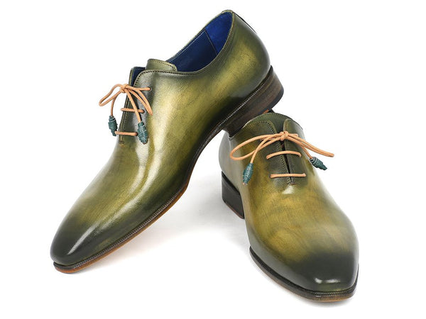 Paul Parkman Plain Toe Wholecut Oxfords Green Hanpainted Leather