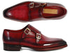 Paul Parkman Men's Double Monkstrap Shoes Black & Bordeaux (ID#PP3851)