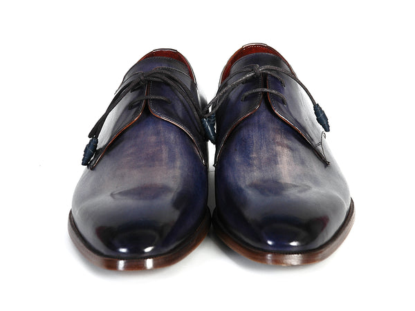 Paul Parkman Men's Blue & Navy Hand-Painted Derby Shoes (ID