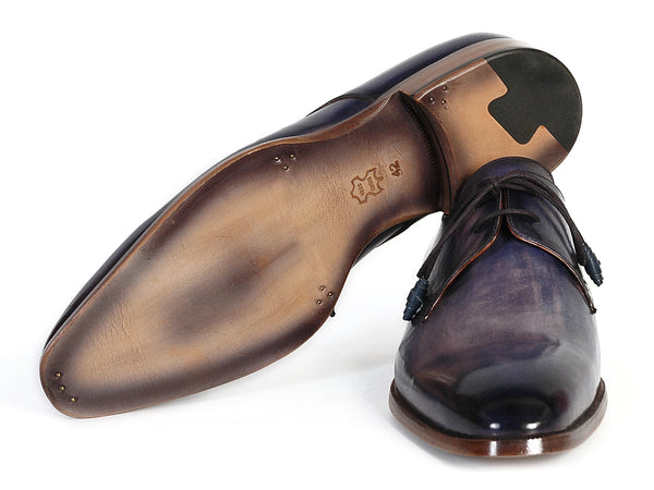 靴 21SS Omar Afridi HAND PAINTED DERBYS 39 Paul Parkman Men's Blue & Navy Hand-Painted Derby Shoes (ID