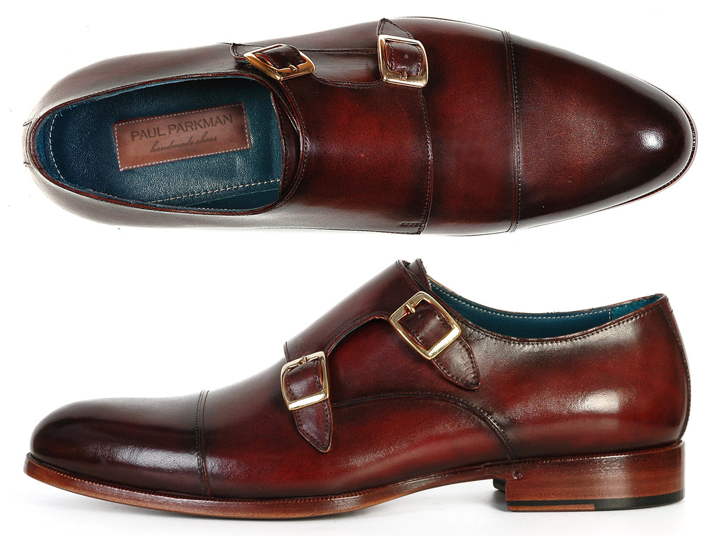 Paul Parkman Men's Cap-Toe Double Monkstraps Brol Dark Brown (ID#045-BRL)