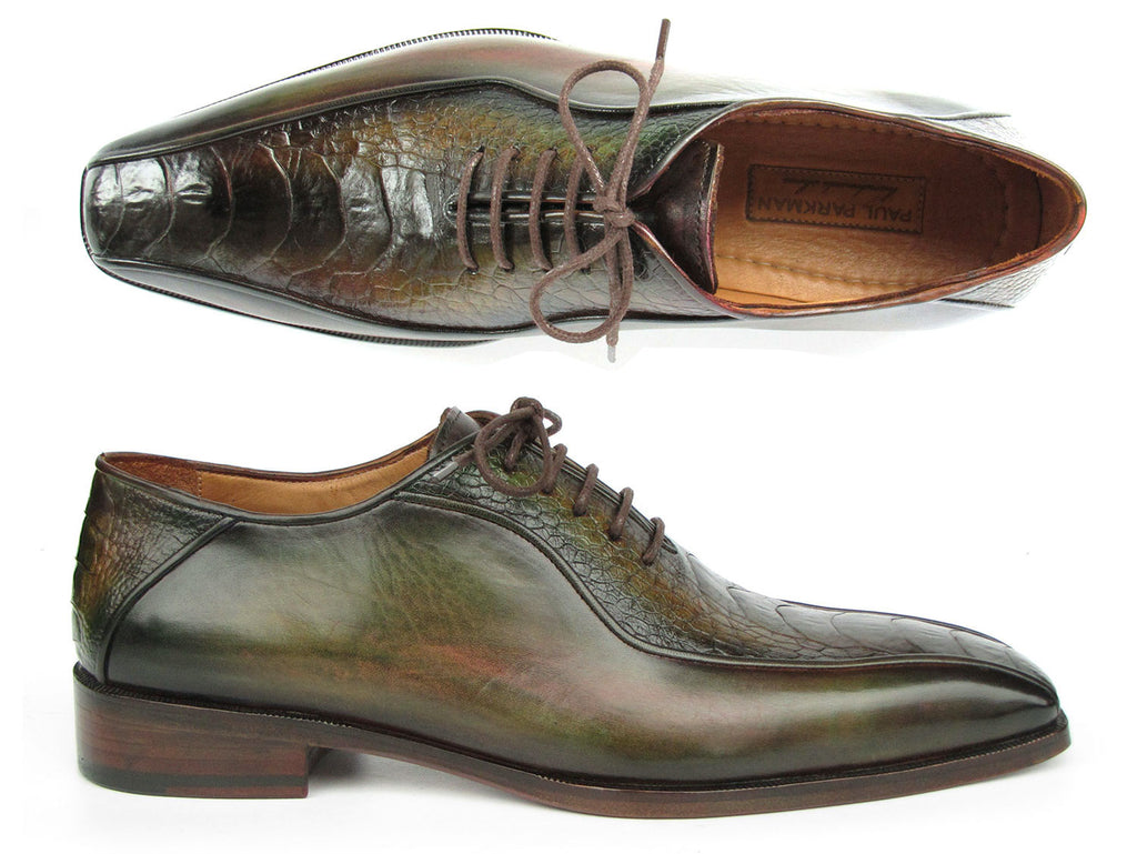 Paul Parkman Green Genuine Ostrich Leg Bicycle Toe Oxfords (ID#94DLGRN)