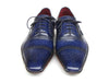 Paul Parkman Men's Captoe Navy Blue Hand Painted Oxfords (ID#5032-NAVY)
