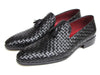 Paul Parkman Men's Tassel Loafer Black Woven Leather (ID#085-BLK)