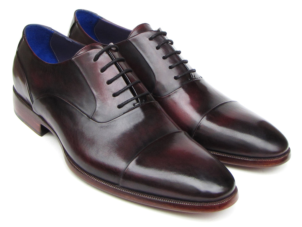 Paul Parkman Men's Captoe Oxfords Black Purple Shoes (ID#074-PURP-BLK)