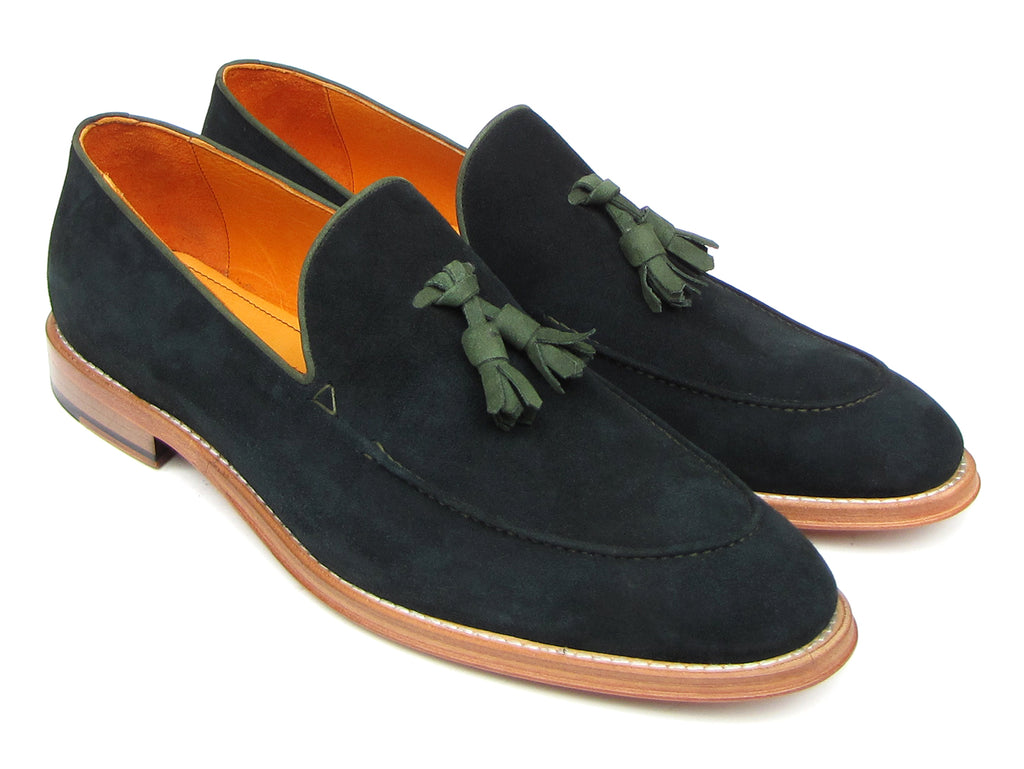 Paul Parkman Men's Tassel Loafer Green Suede Shoes (ID#087-GREEN)