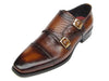 Paul Parkman Men's Brown Crocodile Embossed Calfskin Double Monkstrap (ID#045-APR-BRW)