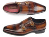 Paul Parkman Men's Brown Crocodile Embossed Calfskin Double Monkstrap (ID#045-APR-BRW)