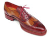 Paul Parkman Men's Triple Leather Sole Wingtip Brogues Bordeaux & Camel (ID#027-TRP-CMLBRD)