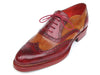 Paul Parkman Men's Triple Leather Sole Wingtip Brogues Bordeaux & Camel (ID#027-TRP-CMLBRD)