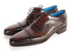 Paul Parkman Men's Captoe Oxfords Anthracite Brown Hand-Painted Leather (ID#024-ANTBRW)