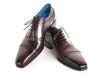 Paul Parkman Men's Captoe Oxfords Anthracite Brown Hand-Painted Leather (ID#024-ANTBRW)