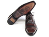 Paul Parkman Men's Captoe Oxfords Bordeaux & Brown Hand-Painted (ID#024-BRWBRD)