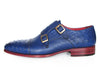 Paul Parkman Sax Blue Genuine Ostrich Double Monkstraps (ID#37U33)