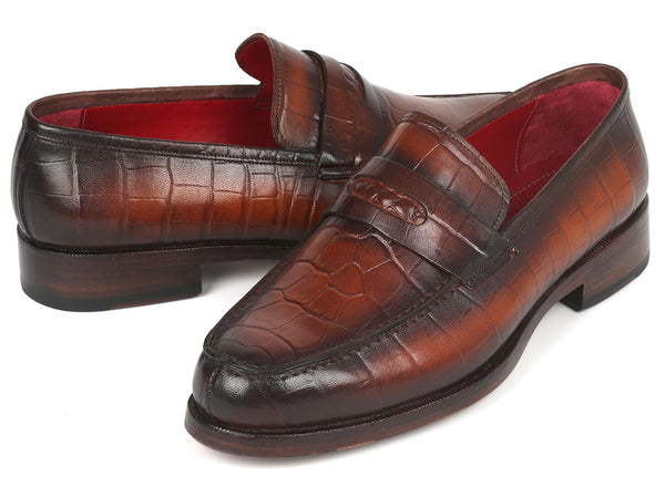 Paul Parkman Men's Crocodile Embossed Tassel Loafer