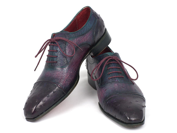 OSTRICHパンプス Paul Parkman Men's Genuine Ostrich Captoe Oxfords Purple (ID