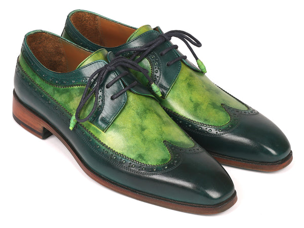 Paul Parkman Men's Green Dual Tone Wingtip Derby Shoes (ID#6931GRN) '