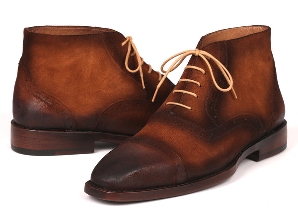 【COLOR iN ID】suede ankle boots Paul Parkman Antique Suede Brown Cap Toe Ankle Boots (ID