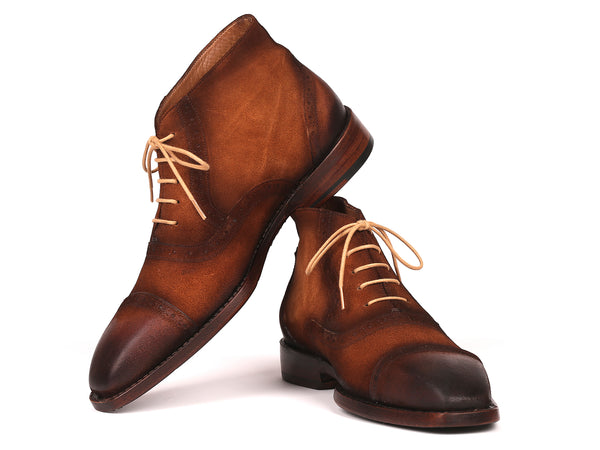 【COLOR iN ID】suede ankle boots Paul Parkman Antique Suede Brown Cap Toe Ankle Boots (ID
