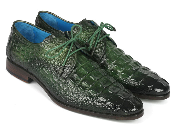 Paul Parkman Men's Green Croco Textured Leather Derby Shoes (ID#1438GRN) EU 40 - US 7.5 Paul Parkman Men's Green Croco Textured Leather Derby Shoes (ID#1438GRN) EU 40 - US 7.5
